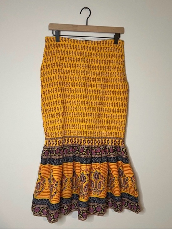 J. Crew Dresses & Skirts - J.Crew Sunny Block Print Midi Skirt NWT Size 2 Boho Summer Yellow Cotton